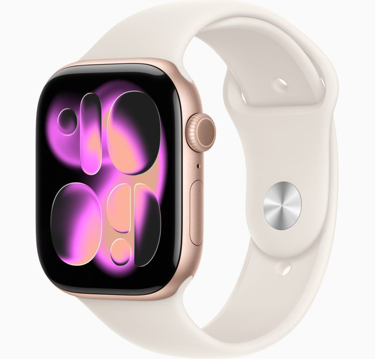 Apple Watch 11 42 mm Rose Gold With Rubber Starlight Sport Band