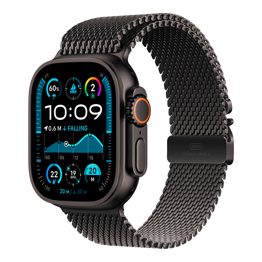 Apple Watch Ultra 2, ремешок Milanese чёрный титан