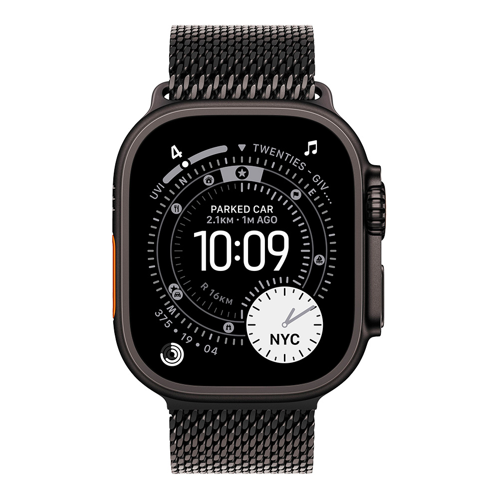 Apple Watch Ultra 3 Natural, ремешок Milanese чёрный